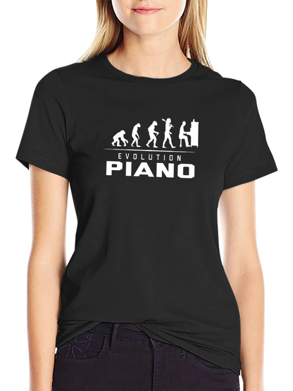 Evolution of Piano Player Black T-Shirt