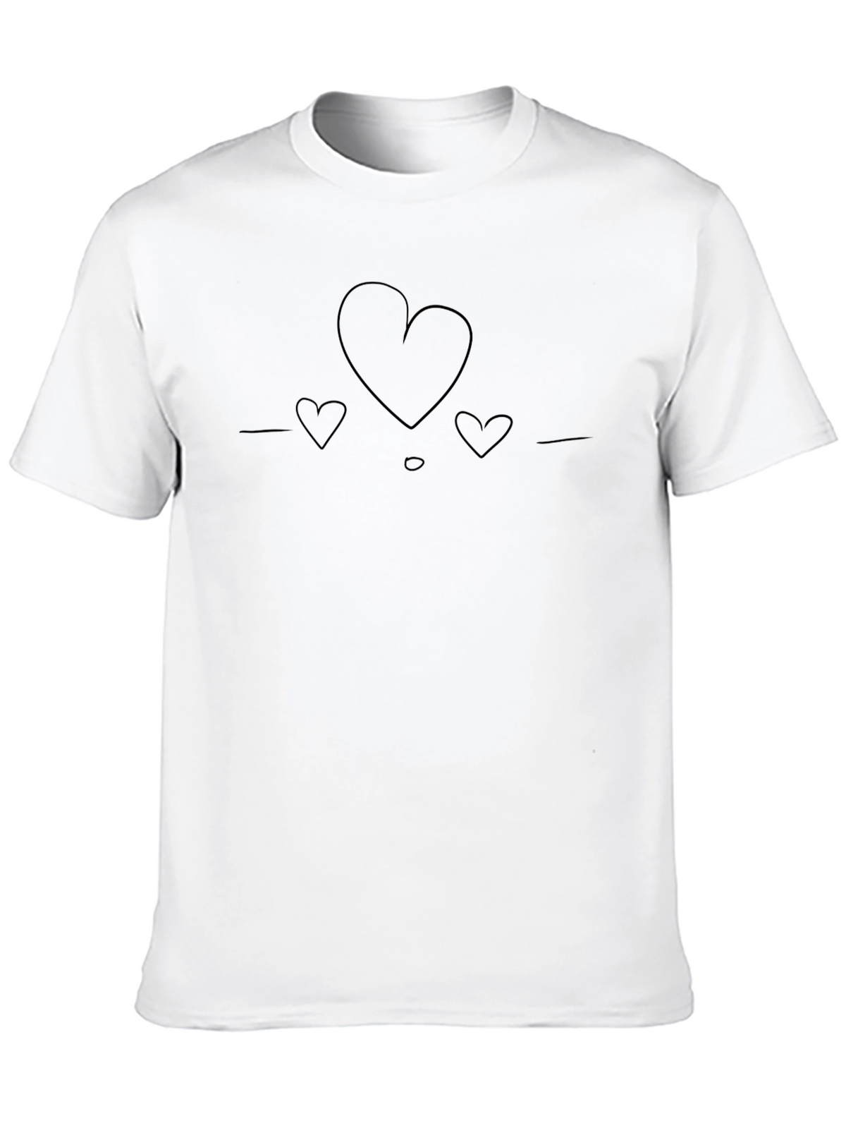 Minimalist Heart Line Art Black T-Shirt