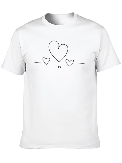 Minimalist Heart Line Art Black T-Shirt