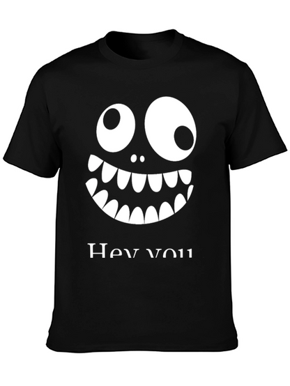 Funny Monster Face Graphic Tee - Hey You!