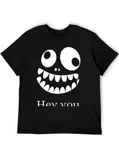 Funny Monster Face Graphic Tee - Hey You!
