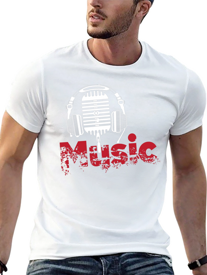 Music Vibes Tee: Retro Mic & Headphones Graphic
