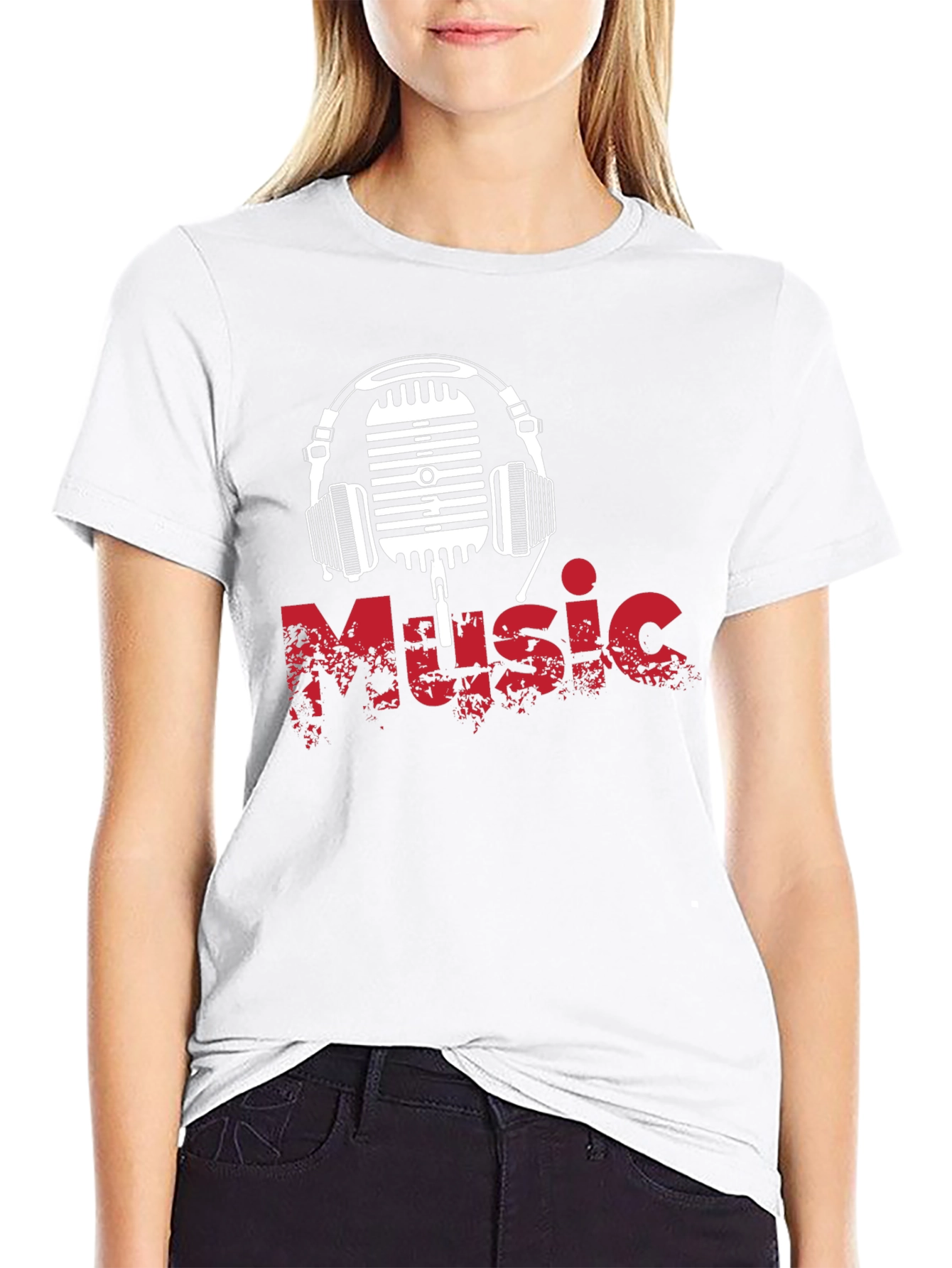 Music Vibes Tee: Retro Mic & Headphones Graphic