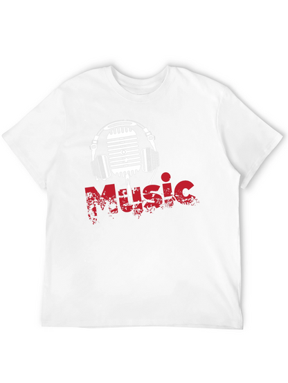 Music Vibes Tee: Retro Mic & Headphones Graphic