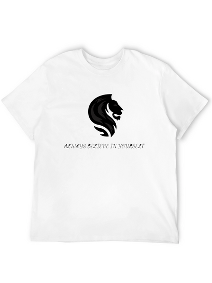 Lion Graphic Black T-Shirt - Believe in Yourself