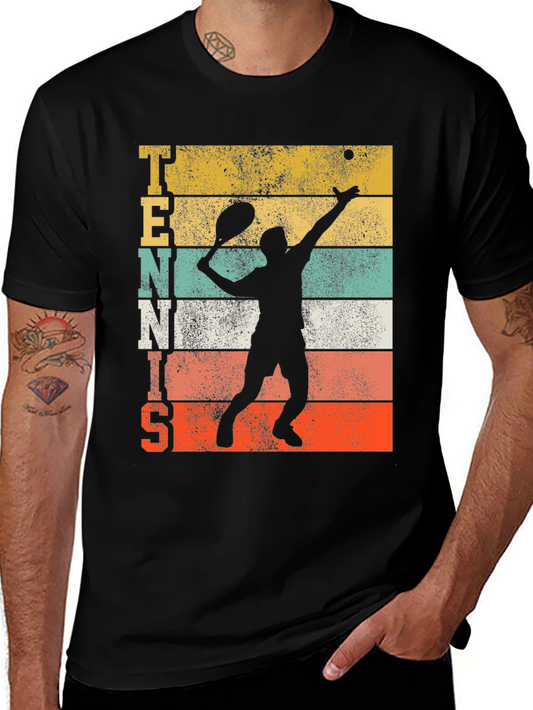 Retro Tennis Player Graphic Tee - Vintage Style Sport Shirt