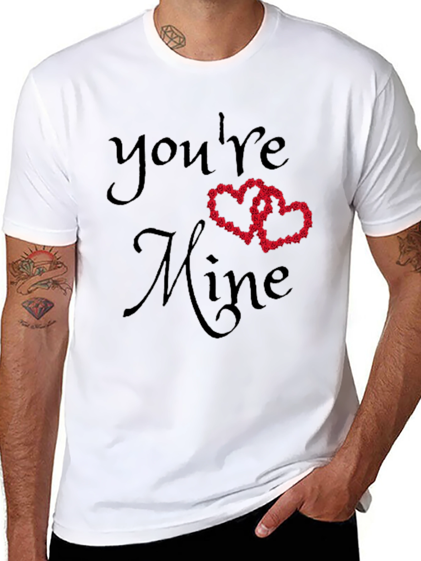 Youre Mine Valentines Day T-Shirt - Love Heart Roses