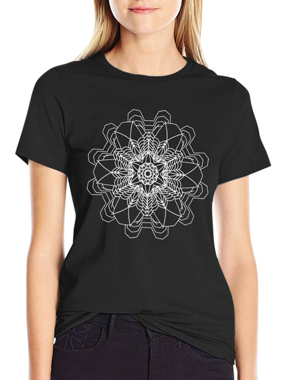 Geometric Mandala Graphic Tee - Black Cotton Comfort