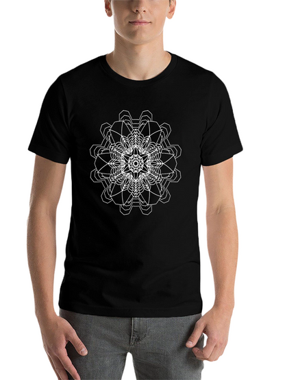 Geometric Mandala Graphic Tee - Black Cotton Comfort