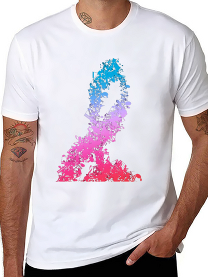 Music Notes Silhouette Mens Black T-Shirt