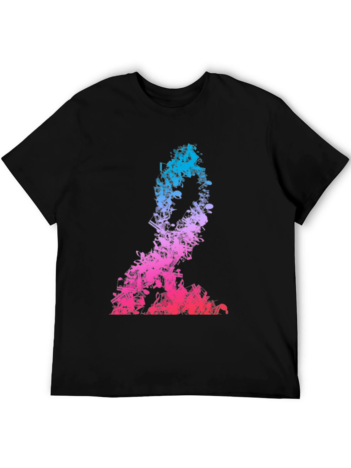 Music Notes Silhouette Mens Black T-Shirt