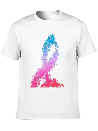 Music Notes Silhouette Mens Black T-Shirt