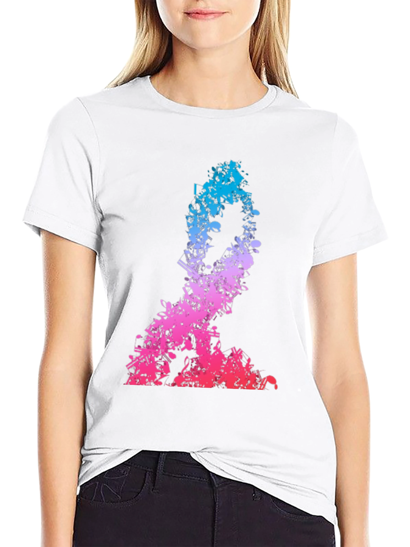 Music Notes Silhouette Mens Black T-Shirt