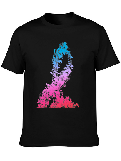 Music Notes Silhouette Mens Black T-Shirt