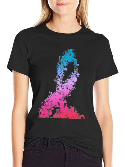 Music Notes Silhouette Mens Black T-Shirt
