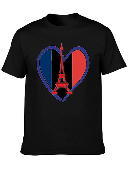 Eiffel Tower France Flag Heart T-Shirt