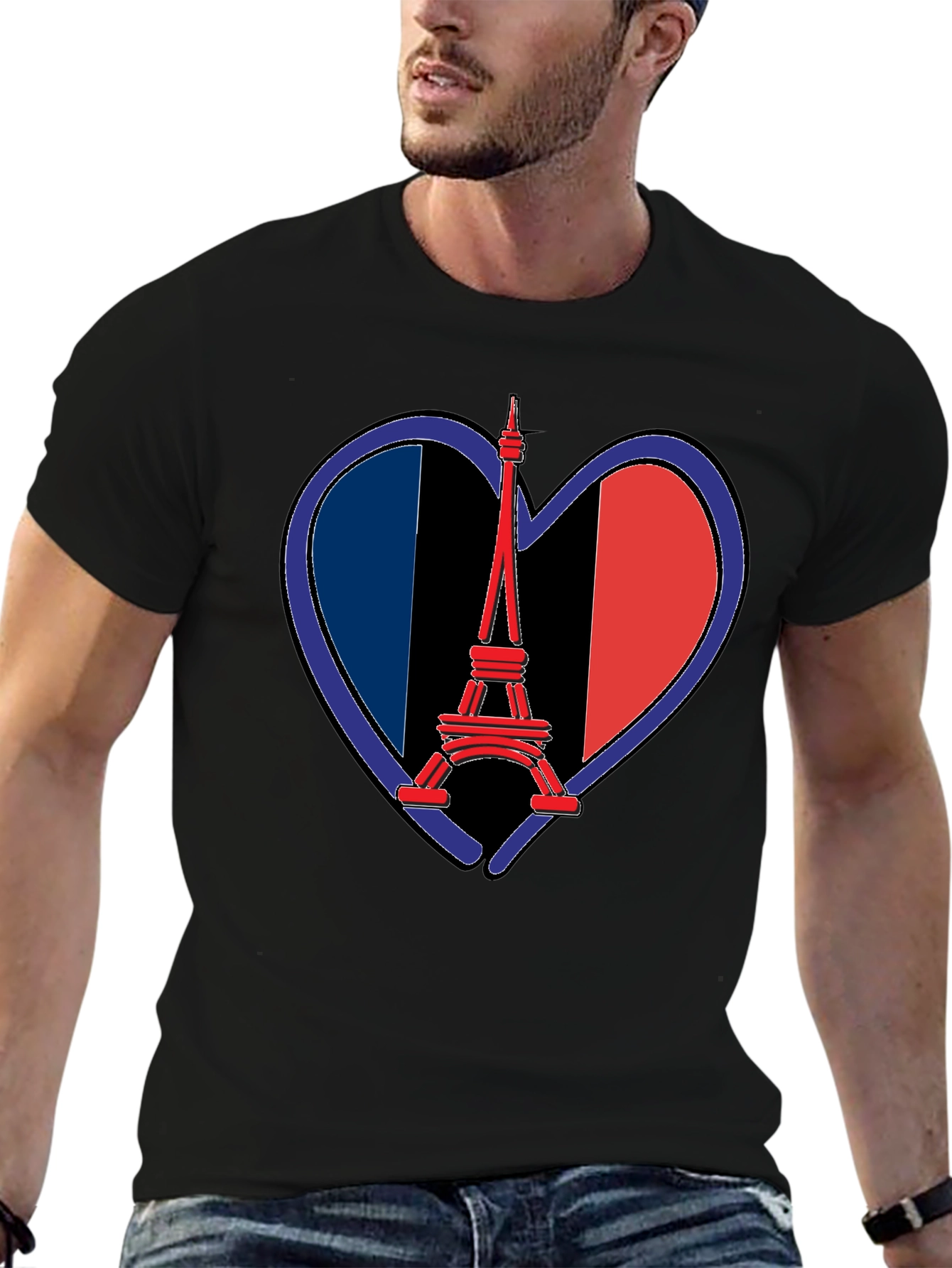 Eiffel Tower France Flag Heart T-Shirt