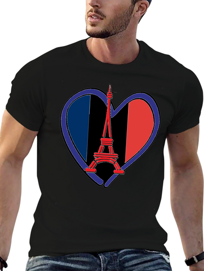 Eiffel Tower France Flag Heart T-Shirt