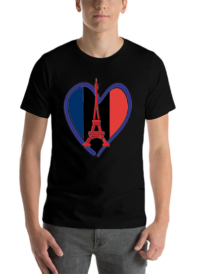 Eiffel Tower France Flag Heart T-Shirt