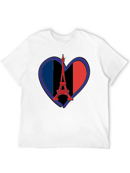 Eiffel Tower France Flag Heart T-Shirt