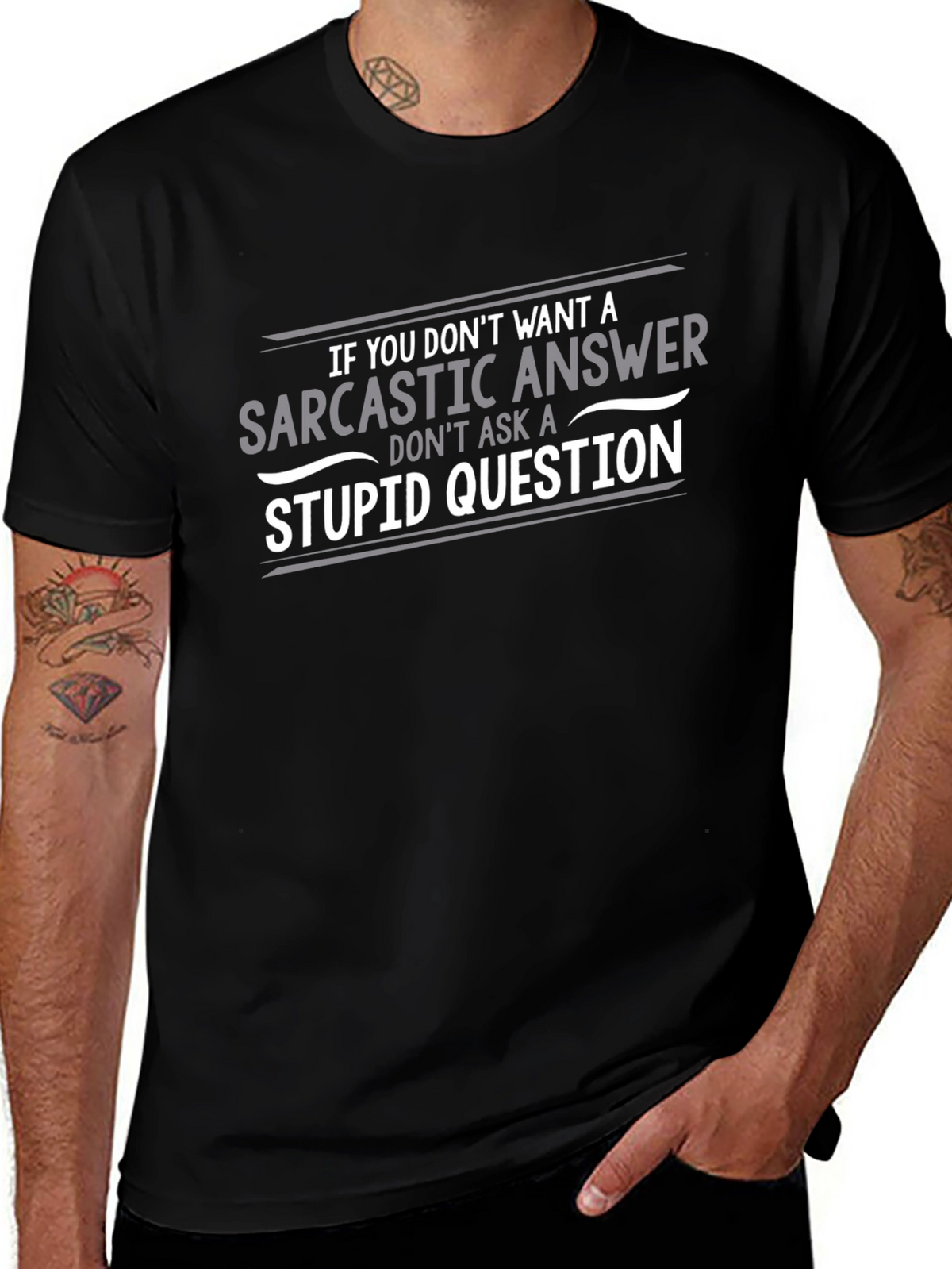 Sarcastic Answer Black T-Shirt Funny Quote Tee