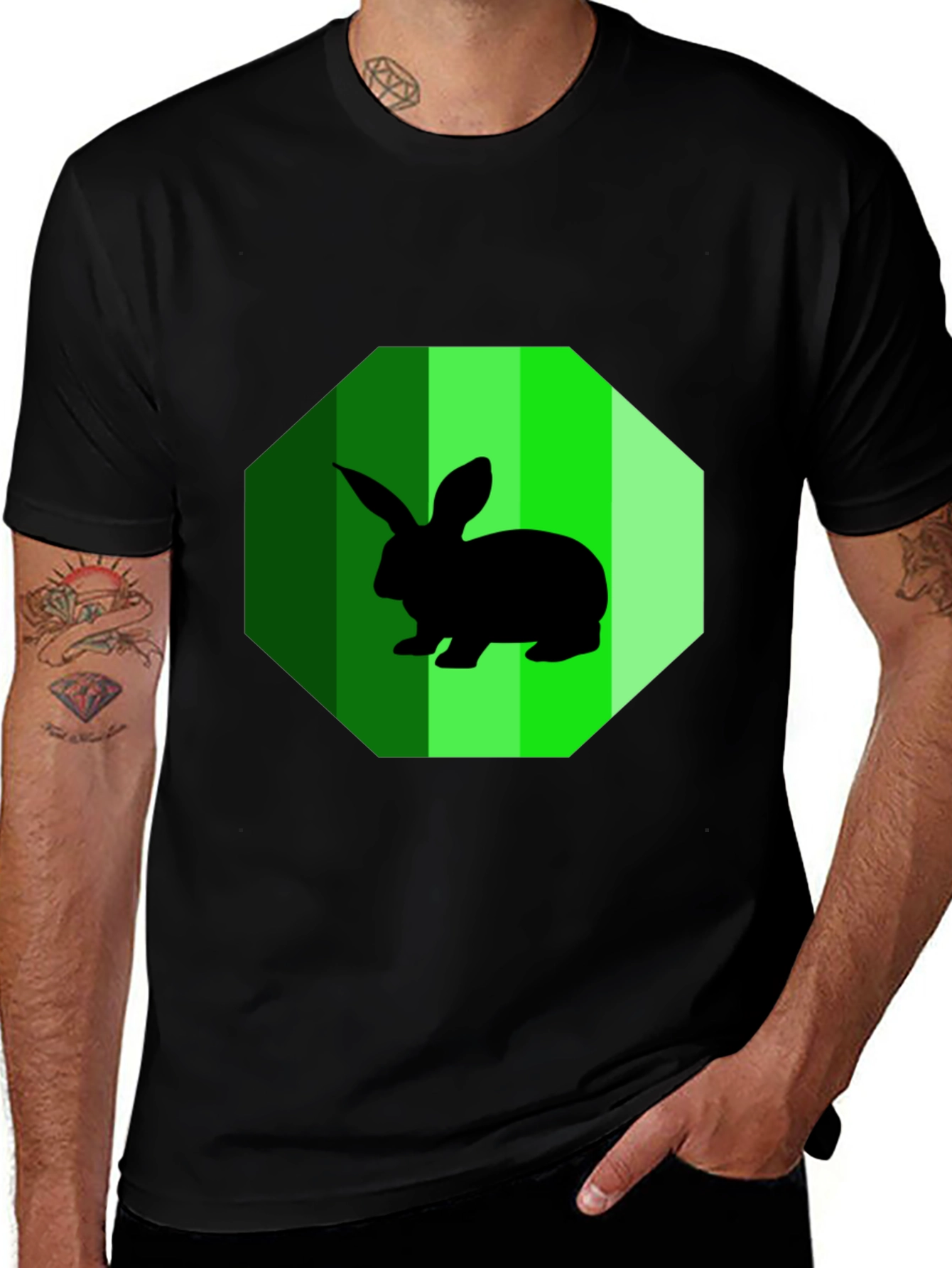 Rabbit Graphic Tee - Mens Black T-Shirt