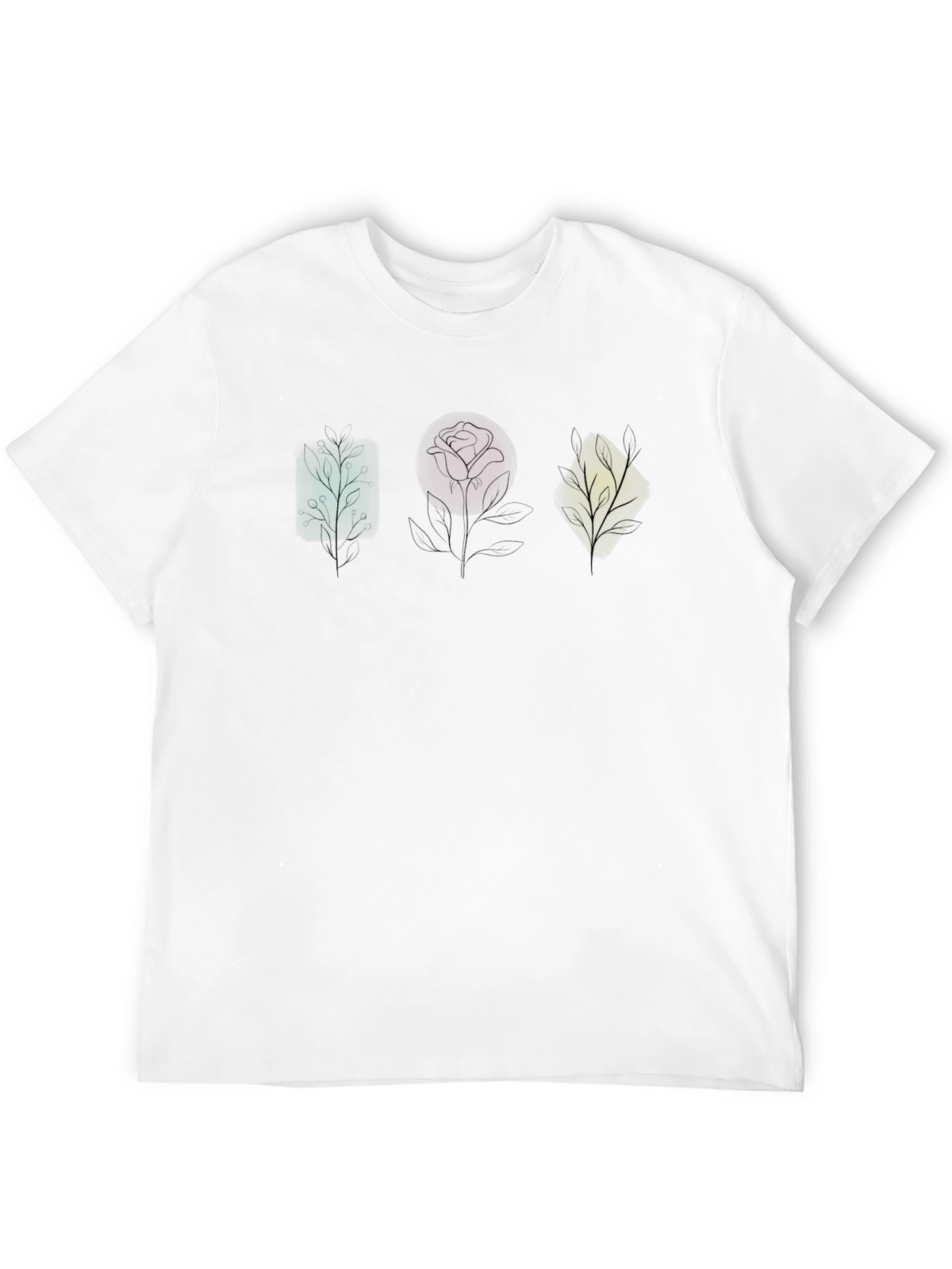Geometric Floral T-Shirt - Unique Plant Design