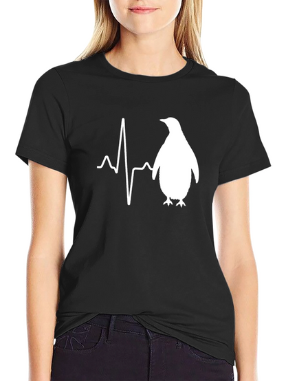 Penguin Heartbeat T-Shirt - Mens Black Graphic Tee