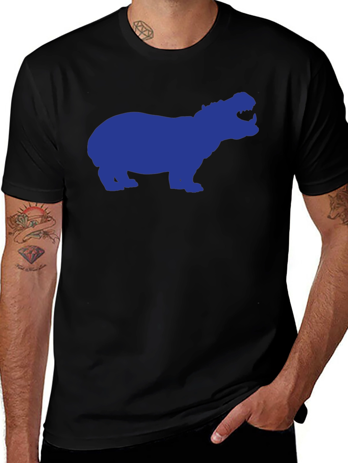 Hippo Silhouette Graphic Tee - Black