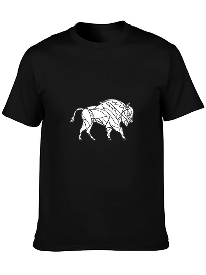 Geometric Buffalo Graphic Tee - Black