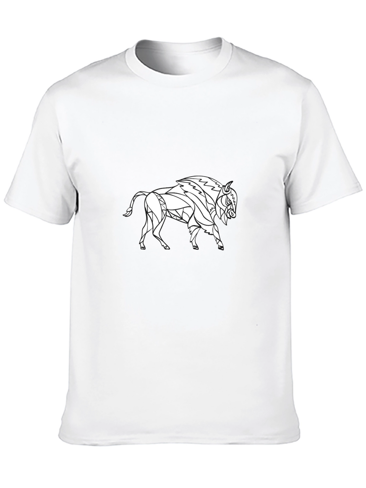 Geometric Buffalo Graphic Tee - Black