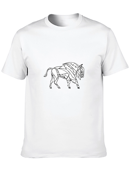 Geometric Buffalo Graphic Tee - Black