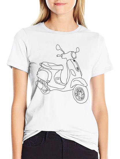 Classic Scooter Line Art Black T-Shirt