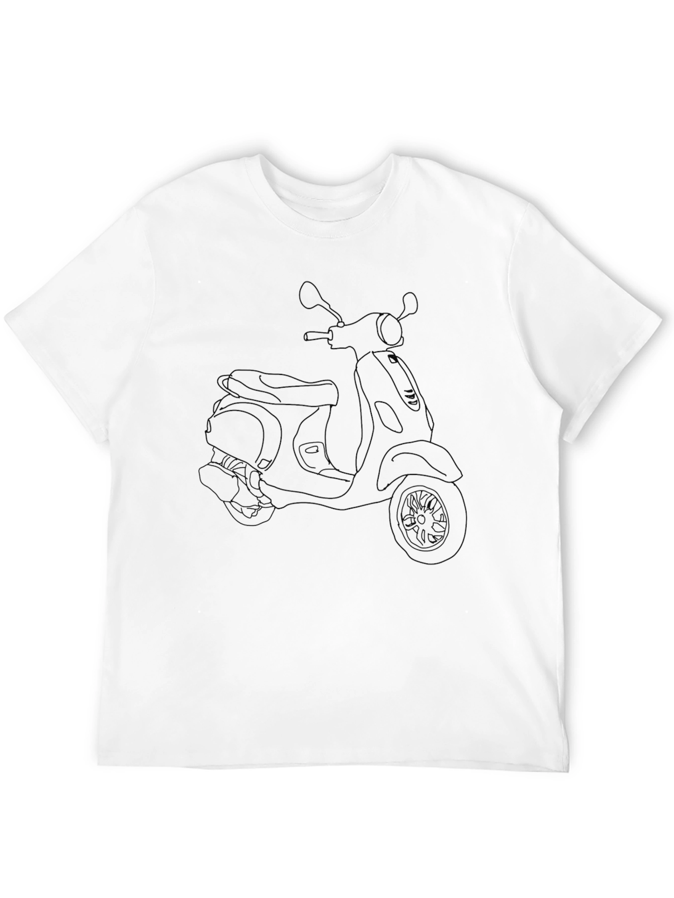 Classic Scooter Line Art Black T-Shirt