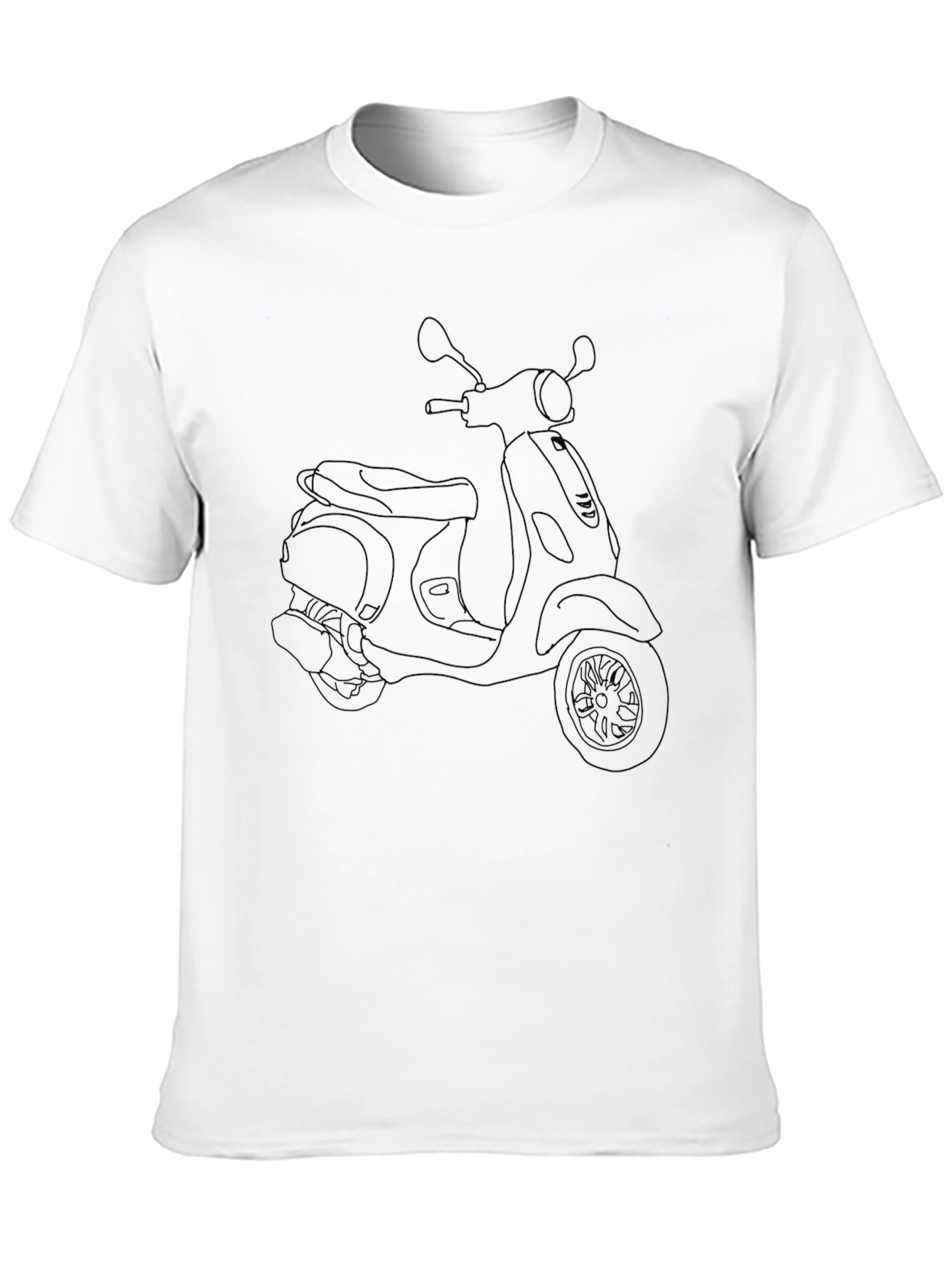 Classic Scooter Line Art Black T-Shirt