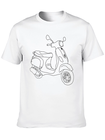 Classic Scooter Line Art Black T-Shirt