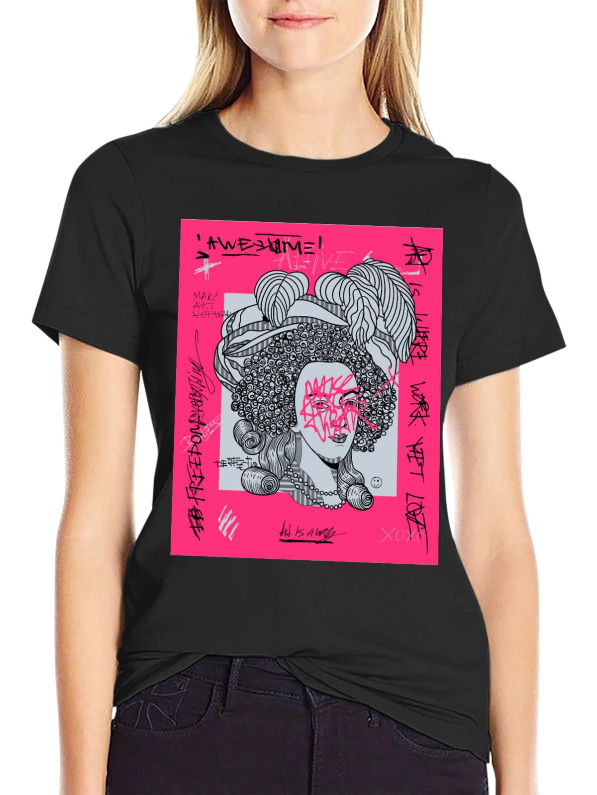 Edgy Graphic Print Tee - Unisex Black T-Shirt