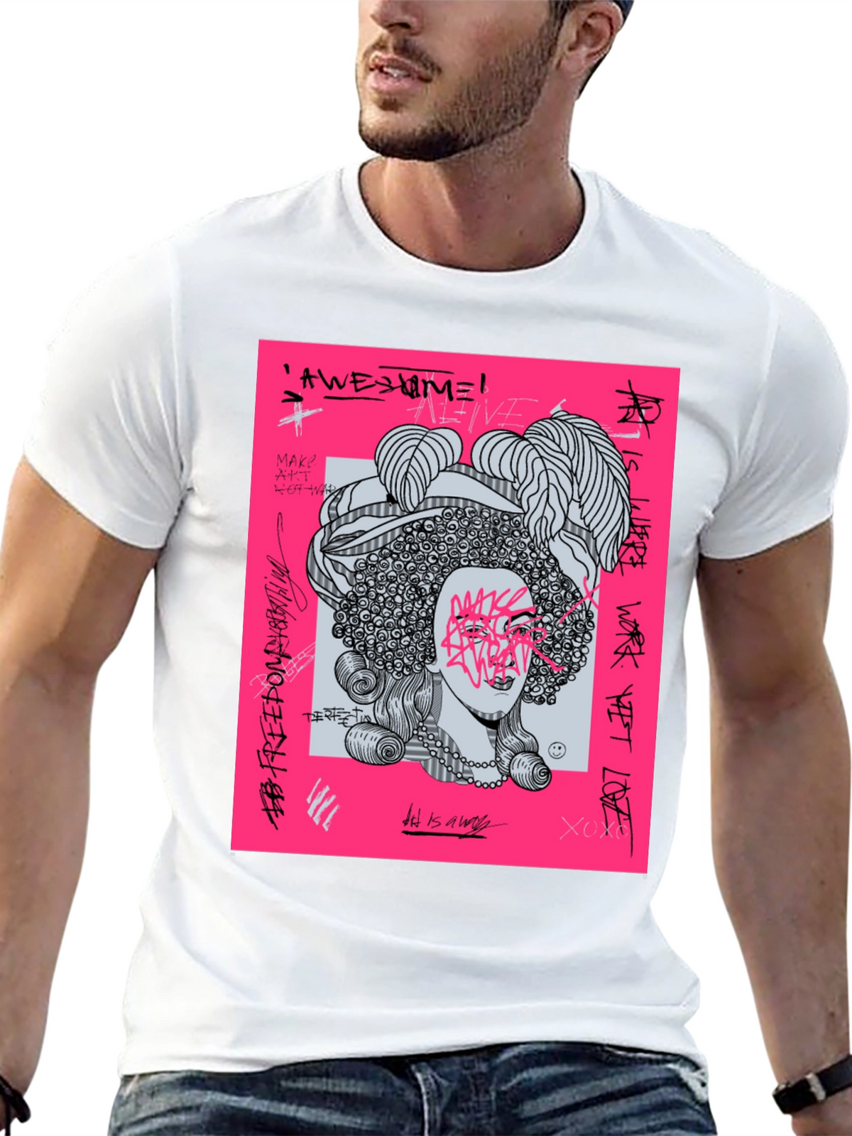Edgy Graphic Print Tee - Unisex Black T-Shirt