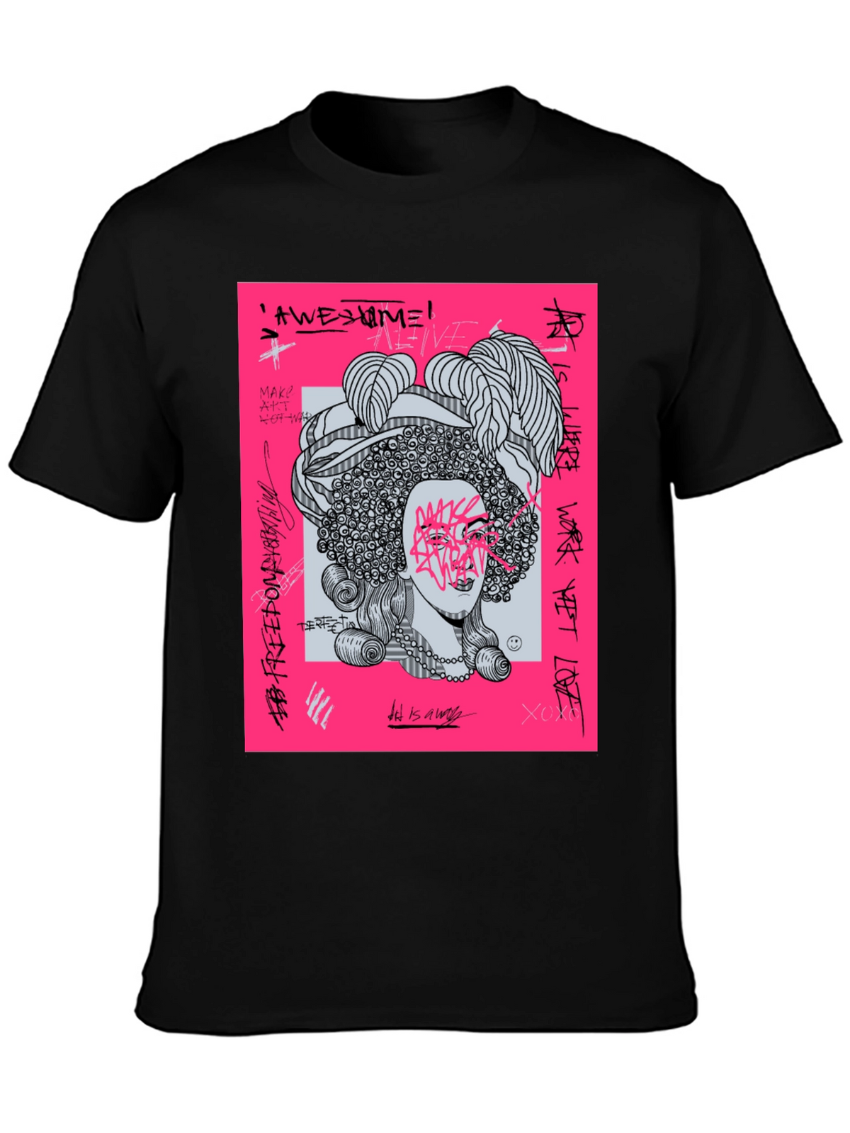 Edgy Graphic Print Tee - Unisex Black T-Shirt