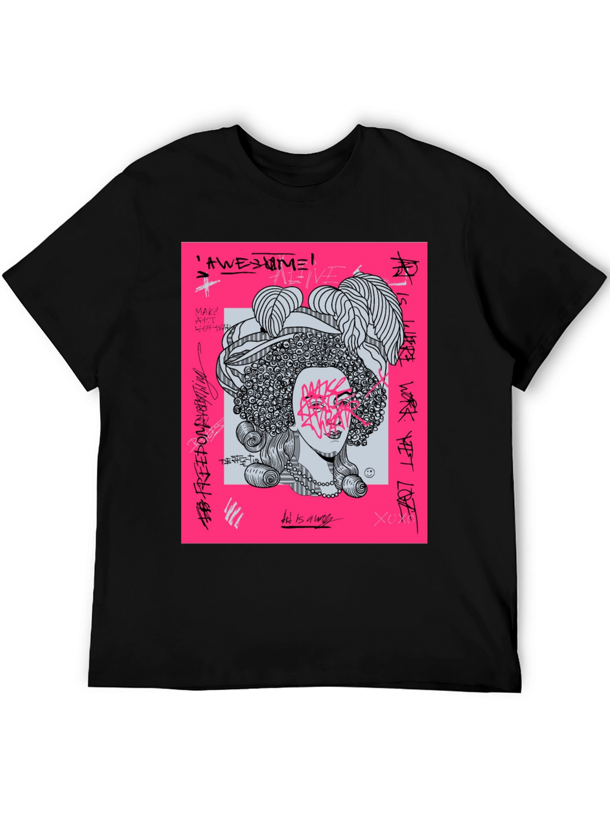 Edgy Graphic Print Tee - Unisex Black T-Shirt