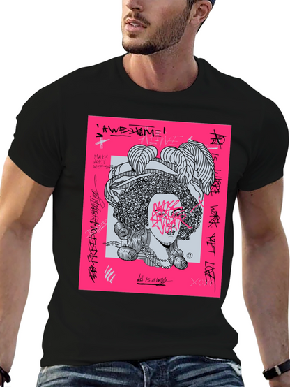 Edgy Graphic Print Tee - Unisex Black T-Shirt