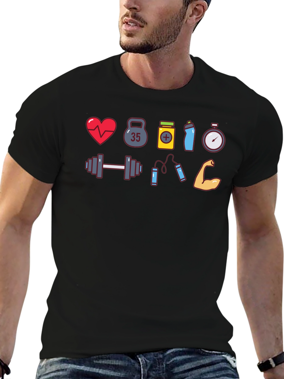 Fitness Icon Black T-Shirt Gym Lover Tee