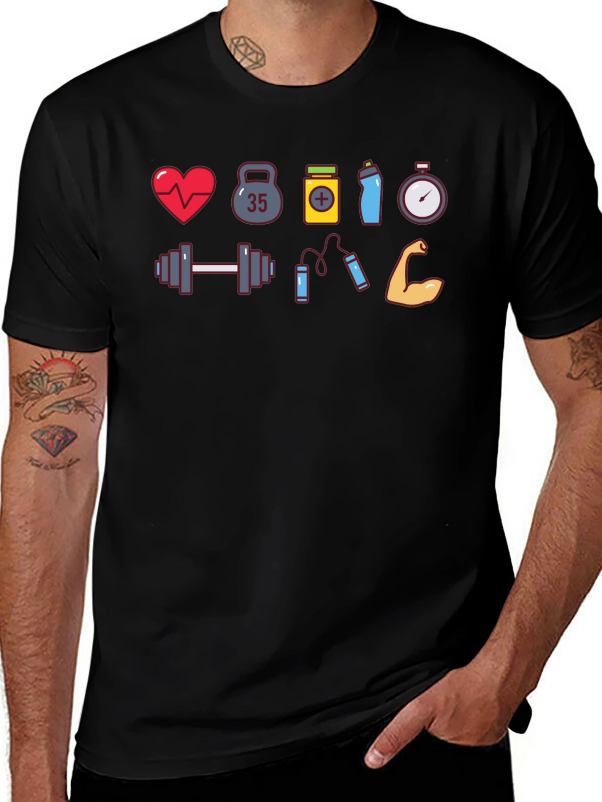 Fitness Icon Black T-Shirt Gym Lover Tee
