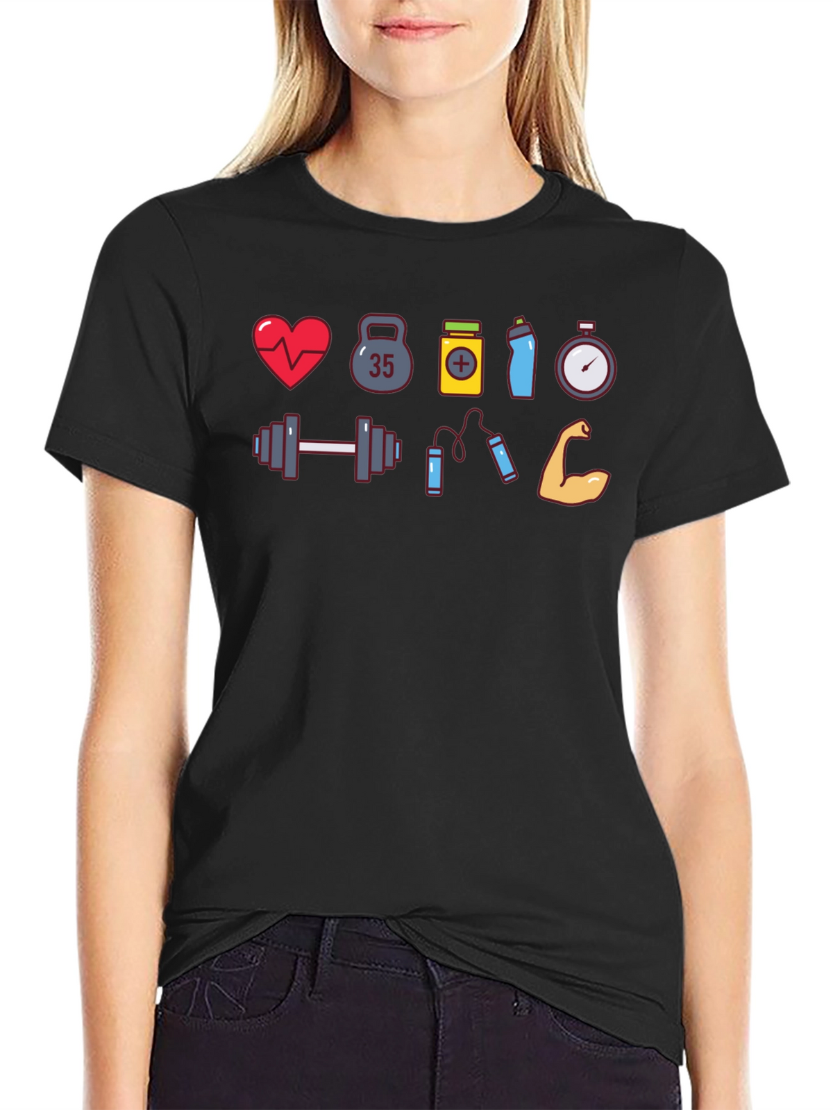 Fitness Icon Black T-Shirt Gym Lover Tee