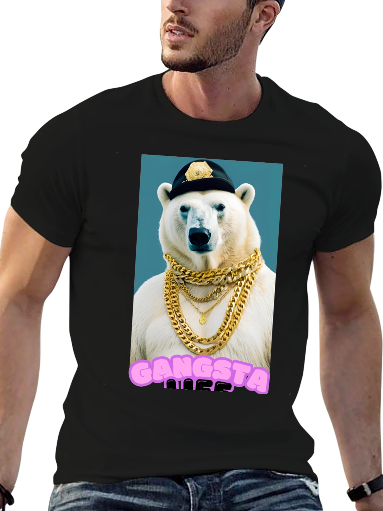 Gangsta Polar Bear Graphic T-Shirt