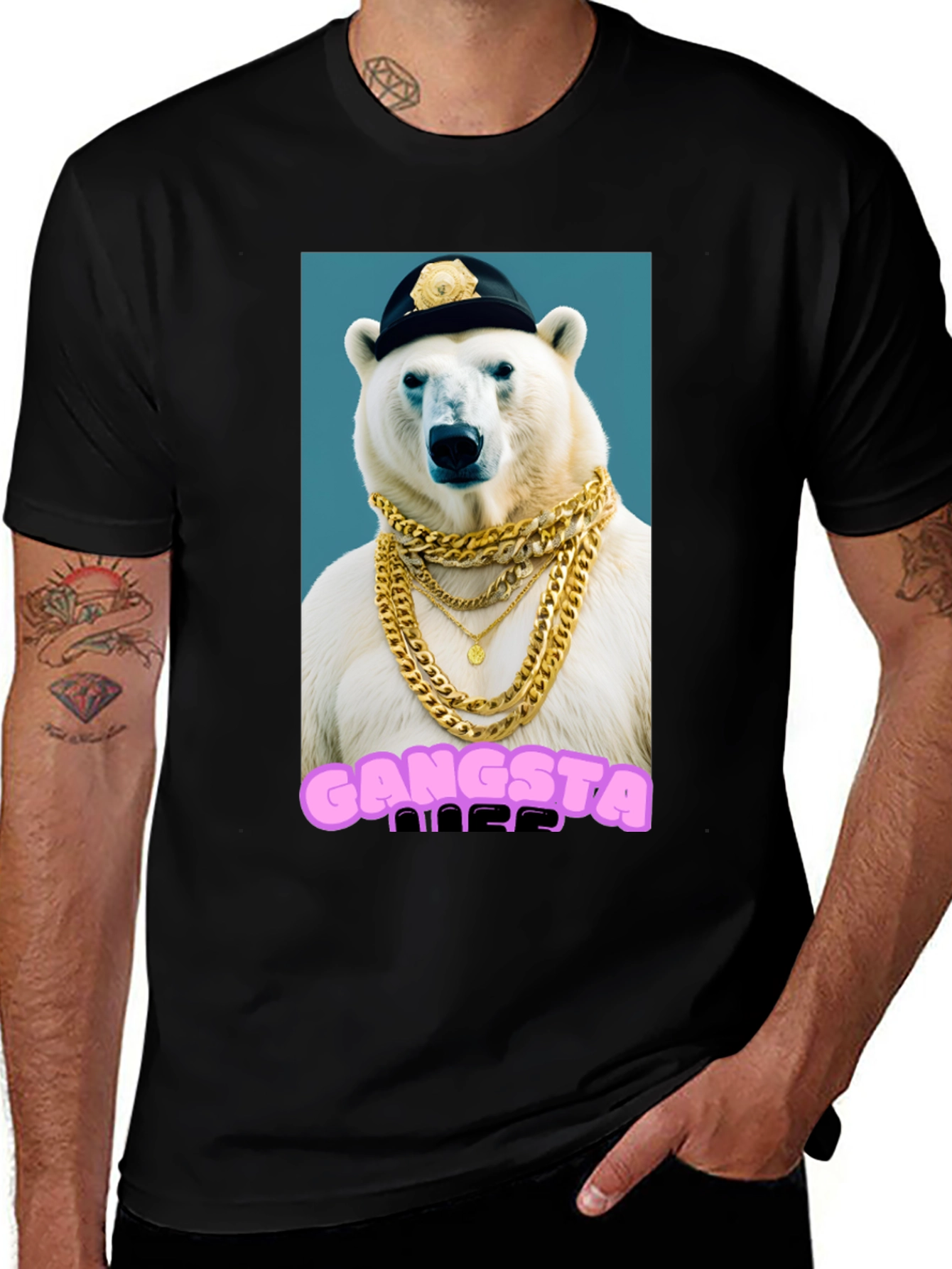 Gangsta Polar Bear Graphic T-Shirt