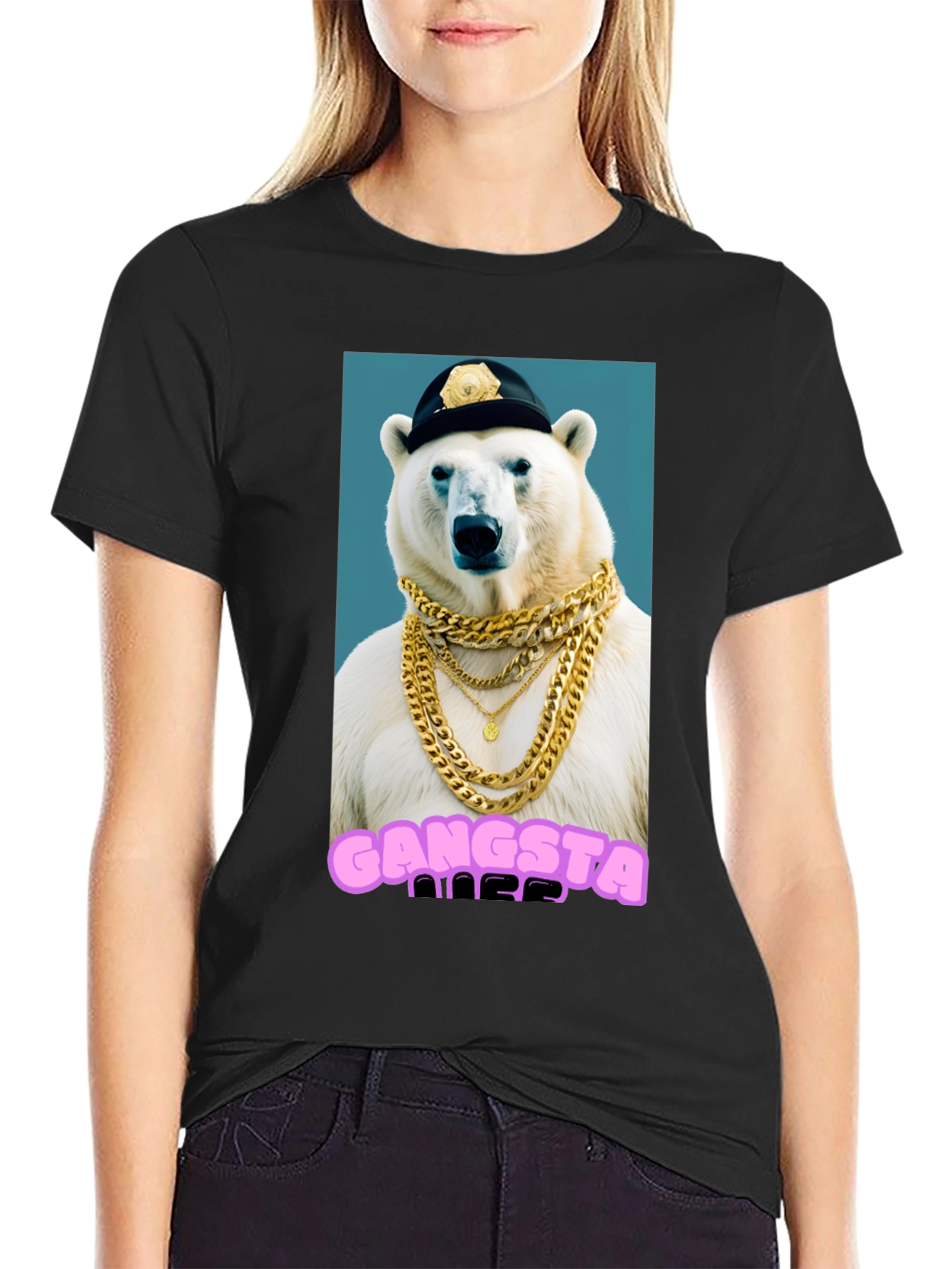 Gangsta Polar Bear Graphic T-Shirt