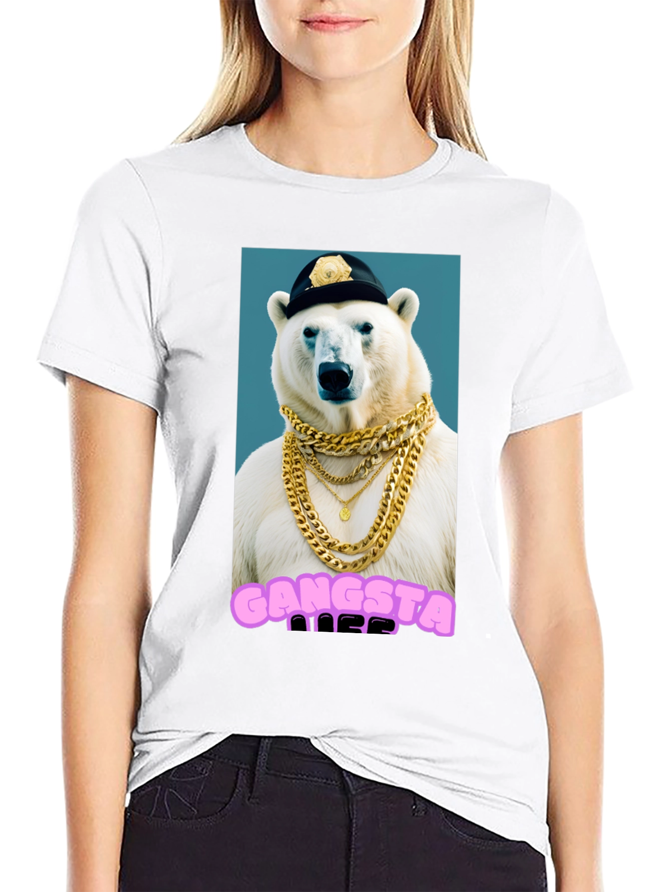 Gangsta Polar Bear Graphic T-Shirt