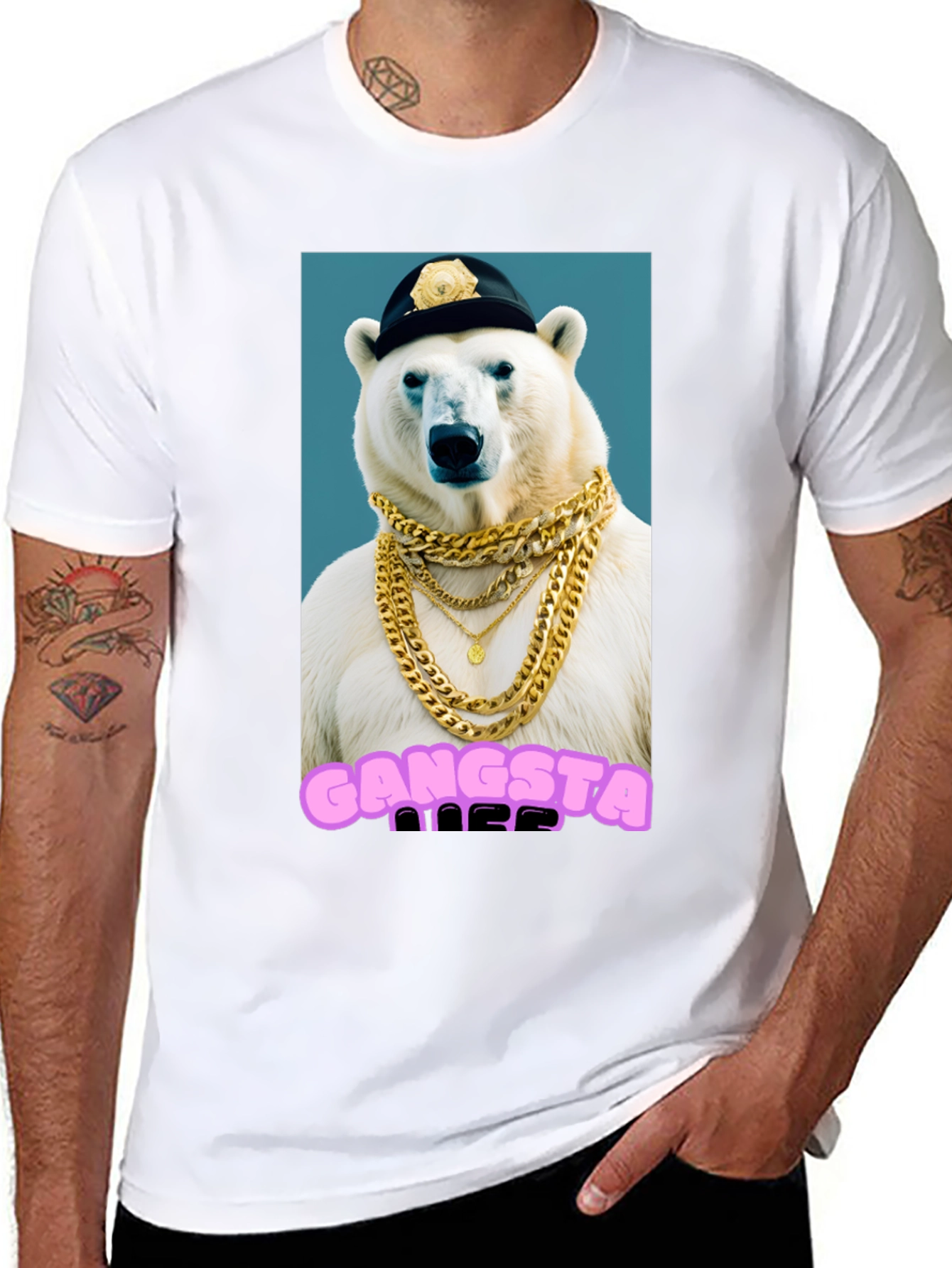 Gangsta Polar Bear Graphic T-Shirt