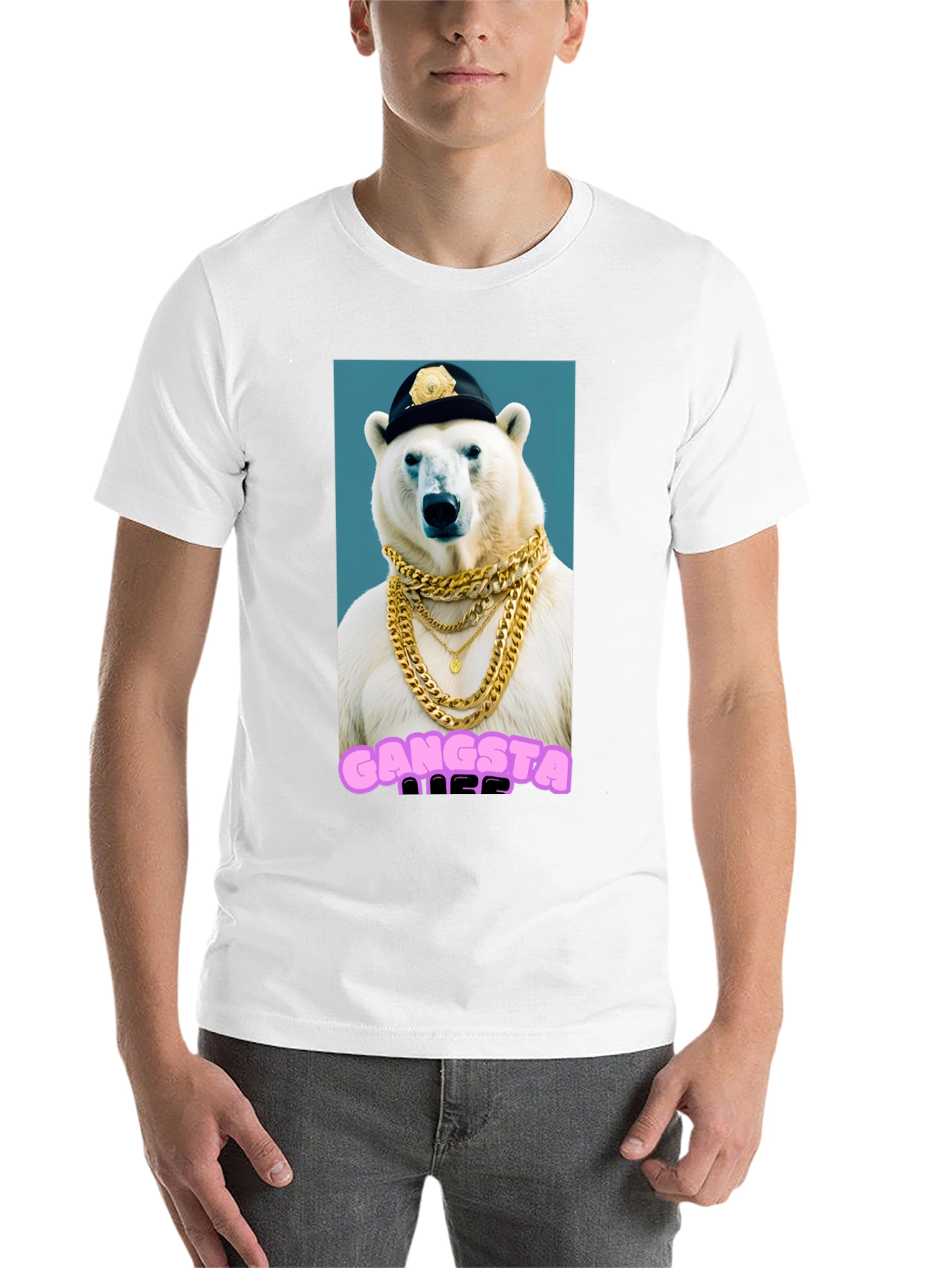 Gangsta Polar Bear Graphic T-Shirt